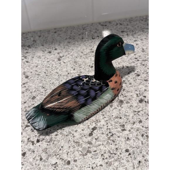 Vintage Wooden Carved And Painted Duck - Picture 7 of 7